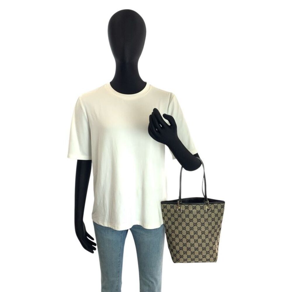 Gucci GG Canvas Leather Tote Bag - Picture 6 of 9